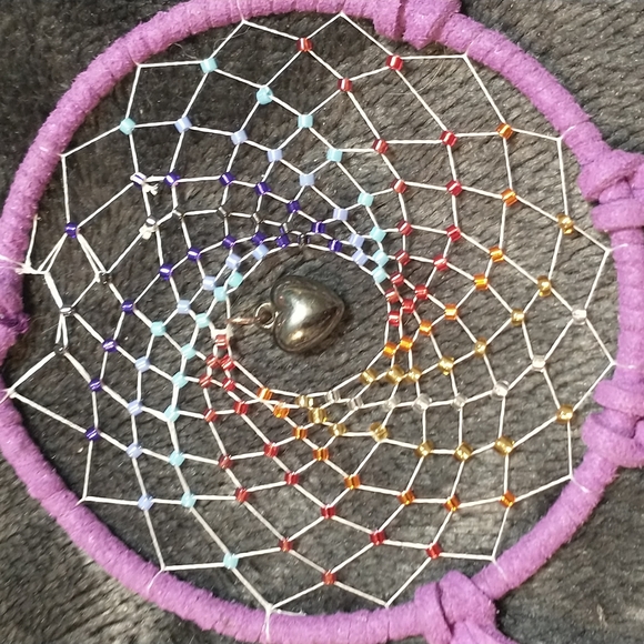 Beautiful 1 of a kind (colorfully) Beaded purple Dreamcatcher. - Picture 4 of 7